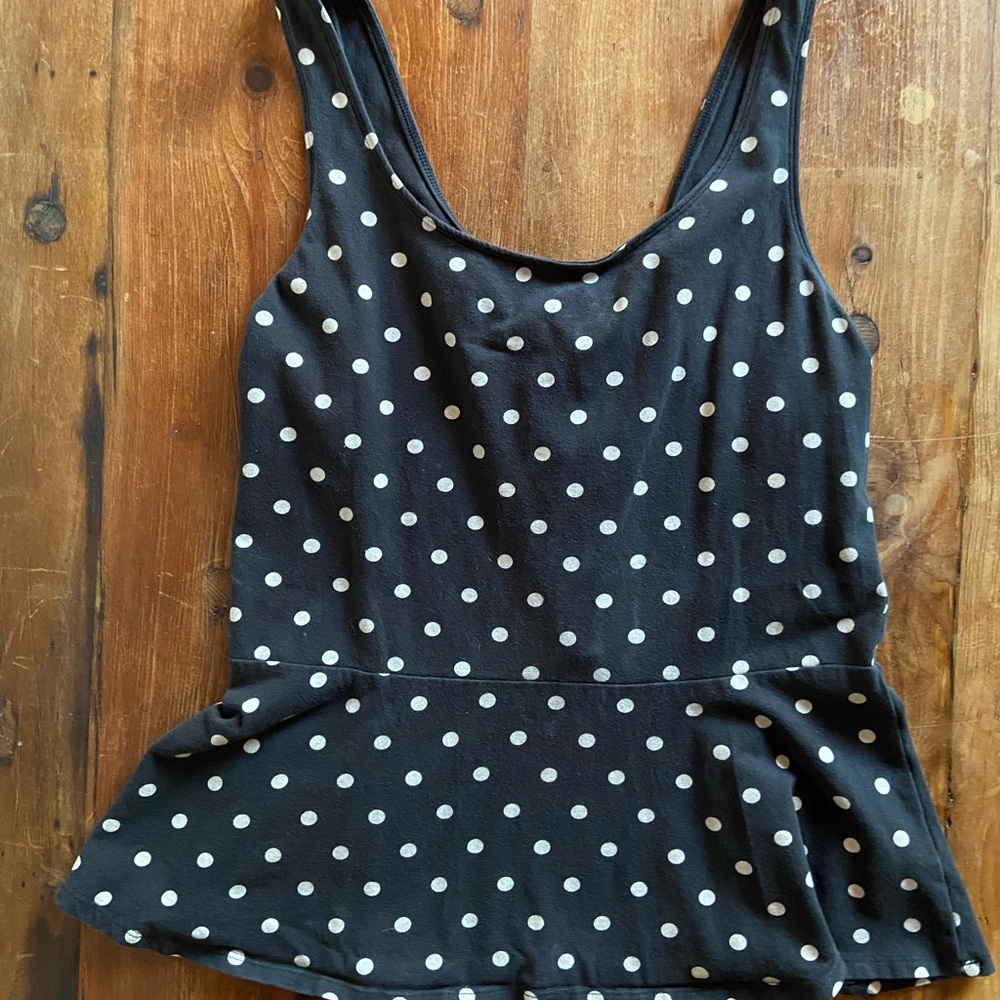 Black & white polka dot peplum